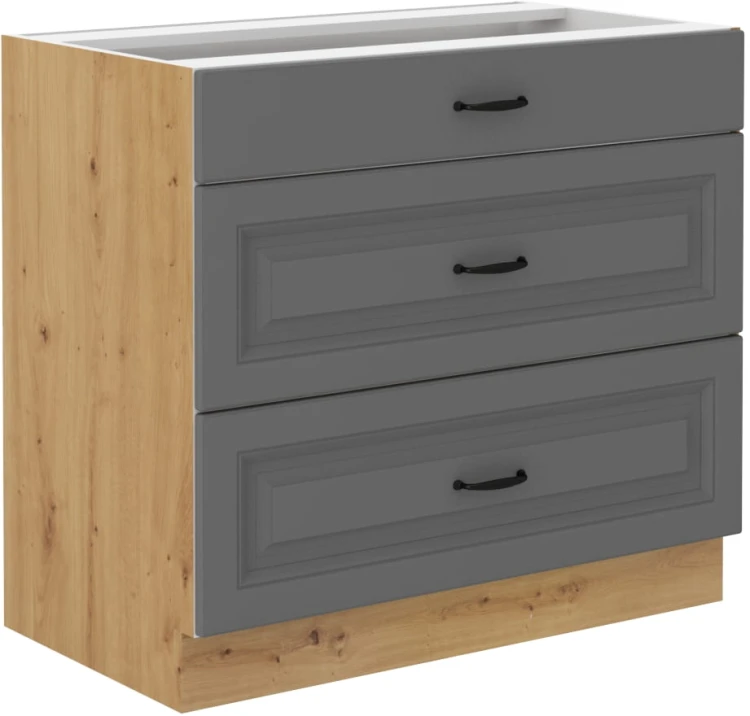Kuchynská skrinka so zásuvkami STILO 80 D 3S Šedá/Oak Artisan