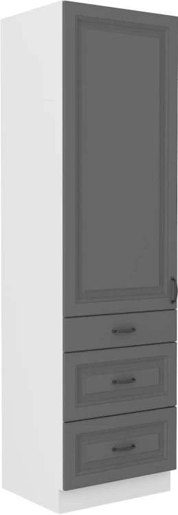 Komínová skrinka do kuchyne so zásuvkami STILO 60 DKS-210 3S 1F sivá/biela
