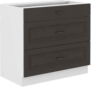 Kuchynská skrinka so zásuvkami STILO 80 D 3S Graphite/Biela