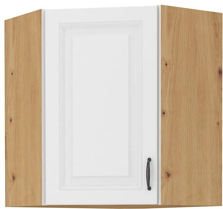 Horná skrinka do rohovej kuchyne STILO 58x58 GN-72 1 F biela/dub Artisan