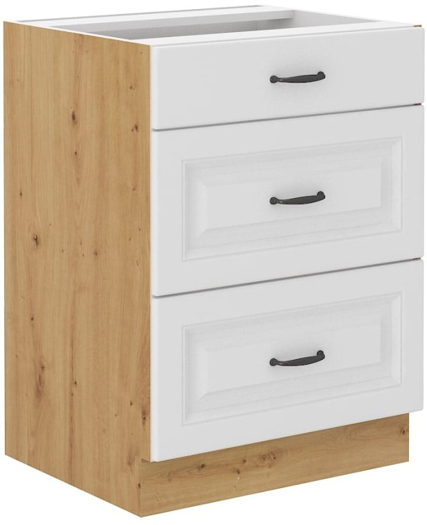 Kuchynská skrinka so zásuvkami STILO 60 D 3S Biela/Oak Artisan