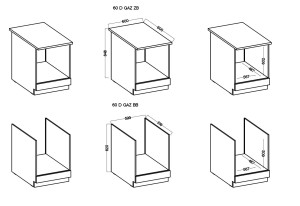 Spodná skrinka pod kuchynskú linku STILO 60 D GAS Biela/Oak Artisan