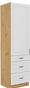 Komínová skrinka do kuchyne so zásuvkami STILO 60 DKS-210 3S 1F biela/dub Artisan