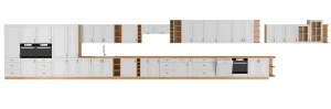 Komínová skrinka pre rúru a mikrovlnnú rúru STILO 60 DPM-210 2F biela/dub Artisan kitchen