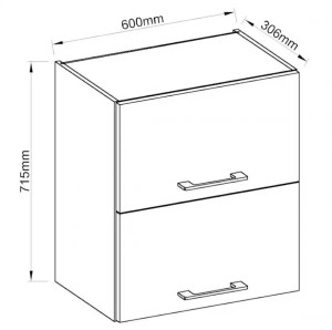VIGO 60 GU-72 2F lesklá biela/Lancelot horná závesná skrinka
