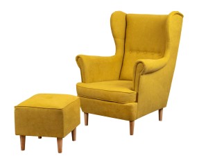 Kreslo Ušiak s podnožkou Denver Žltá