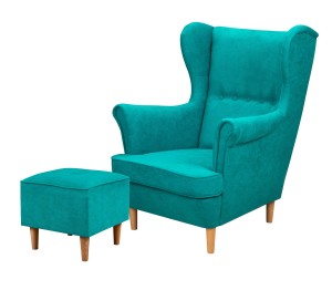 Kreslo Ušiak s podnožkou Denver Tyrkysová