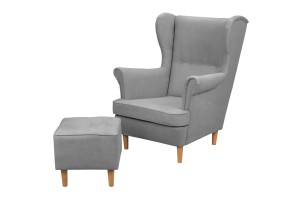 Kreslo Ušiak s podnožkou Denver jasný Šedá