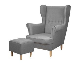 Kreslo Ušiak s podnožkou Denver Šedá