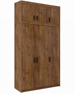 Trojdverová šatníková skriňa Elena 3D DL03 s nadstavcom NAEL DL03 Dub Lefkas