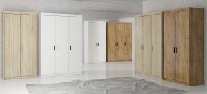 Trojdverová šatníková skriňa Elena 3D DL03 s nadstavcom NAEL DL03 Dub Lefkas