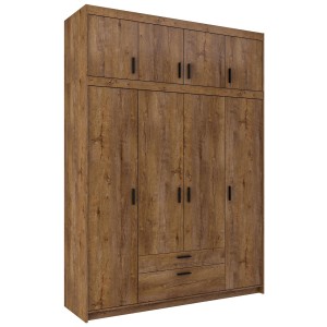 4-dverová šatníková skriňa Elena 4D DL04 s nadstavcom NAEL DL04 Dub Lefkas