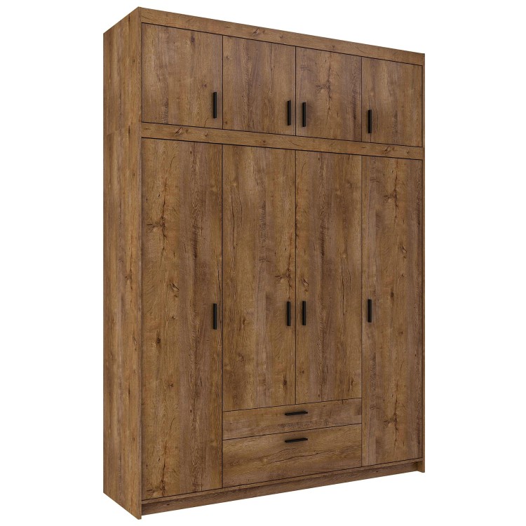 4-dverová šatníková skriňa Elena 4D DL04 s nadstavcom NAEL DL04 Dub Lefkas