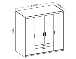 Zrkadlová šatníková skriňa Elena 4D WH04 s nadstavcom NAEL WH04 biela