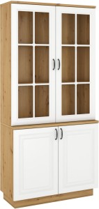 Komoda Flawia WHAR 100 2D s vitrínou WHAR 100 2D biela/dub Artisan