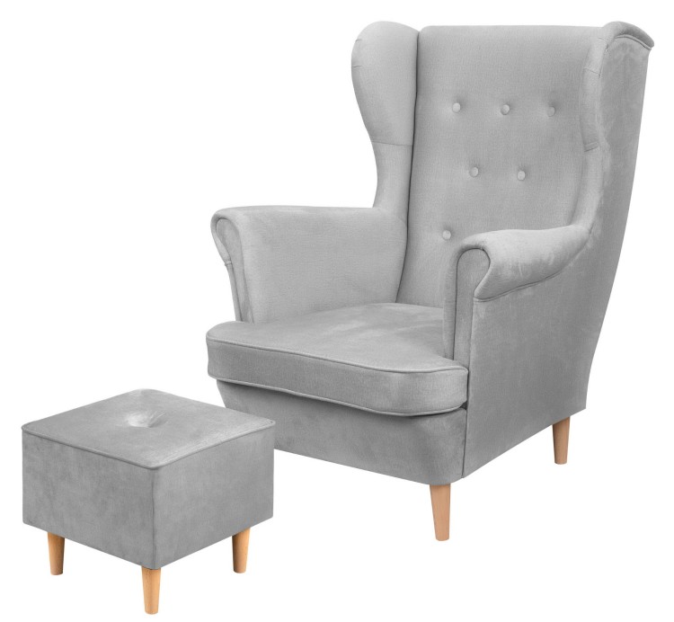 Floki lounge set kreslo s podnožkou Sivé