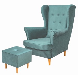 Floki lounge set kreslo s podnožkou Modrá