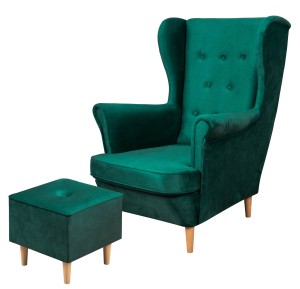 Floki lounge set kreslo s podnožkou Tmavo zelená