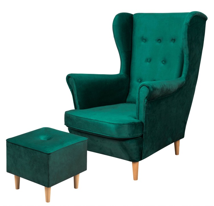 Floki lounge set kreslo s podnožkou Tmavo zelená