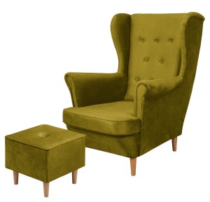 Floki lounge set kreslo s podnožkou Zelená