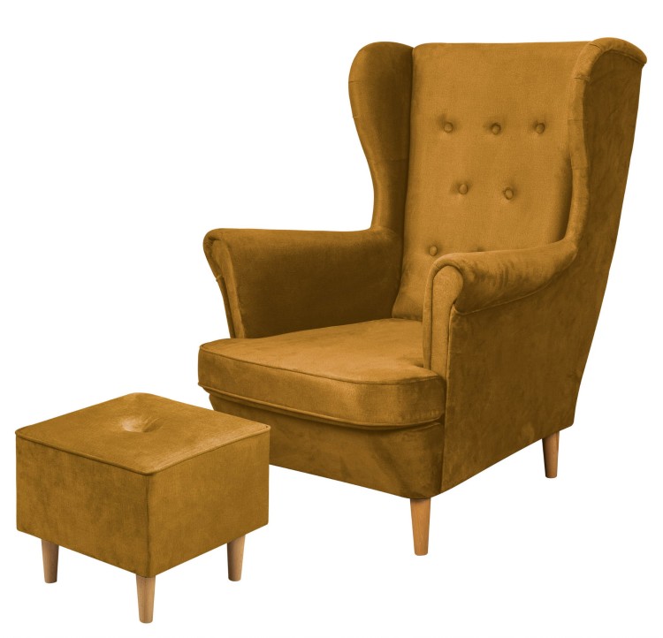 Floki lounge set kreslo s podnožkou Zlatá