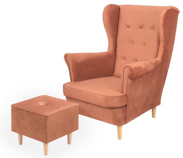 Floki lounge set kreslo s podnožkou Ružová