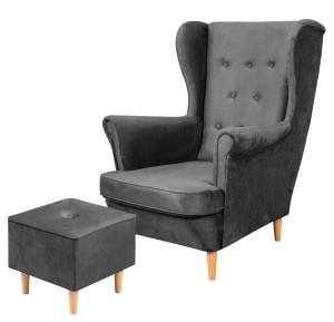 Floki lounge set kreslo s podnožkou Graphite