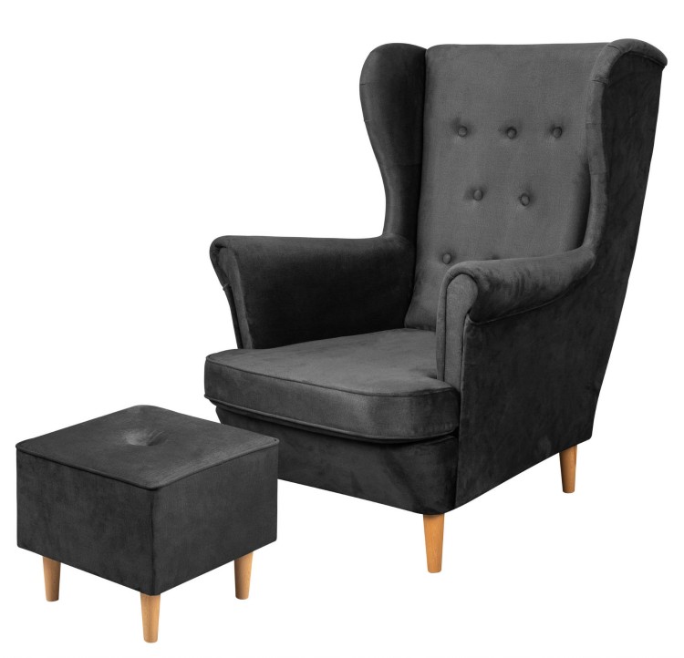 Floki lounge set kreslo s podnožkou Antracit