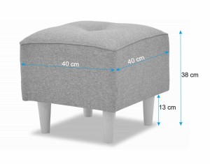 Škandinávsky set nábytku pohovka s kreslom a pufom Žltá