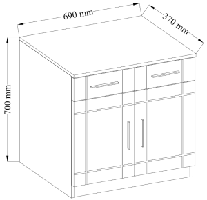 Nástenná skrinka s vitrínou Paris GR01 s 2 komodami 3D 2S a 2D 2S Grafit/Sonoma dub