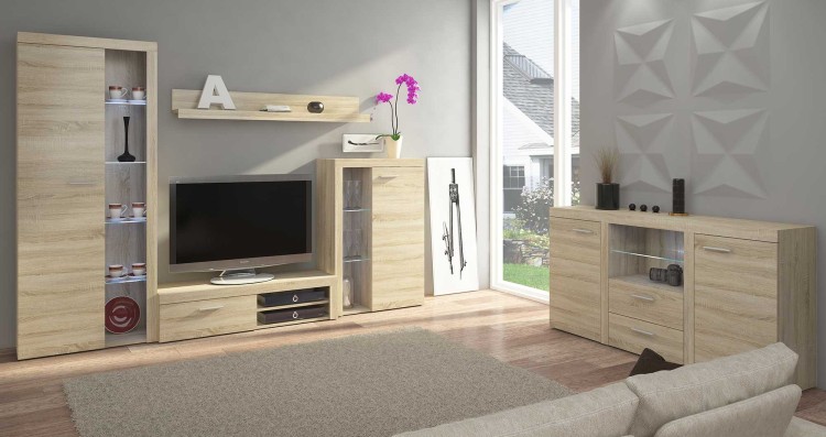 Knižnica Rumba SO01 s komodou SO20 2D 2S dub Sonoma