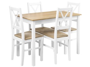 Súprava stola so 4 stoličkami X001 Biely/dub Grandson