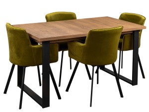 Loftový stôl so 4 stoličkami Y051 Čierny/Oak Lefkas