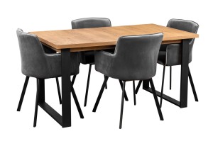 Skladací stôl so 4 stoličkami Y071 Čierny/Oak Lefkas