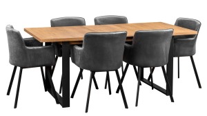 Skladací stôl so 6 stoličkami Y071 Čierny/Oak Lefkas
