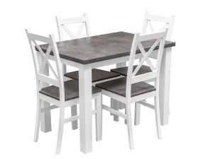 Stôl so 4 stoličkami Z052 Biely/betón