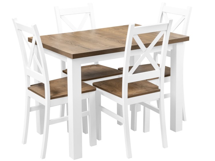 Stôl so 4 stoličkami Z055 Biela/Oak lefkas
