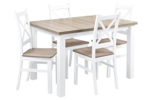 Stôl so 4 stoličkami Z059 Biela/Sonoma Oak