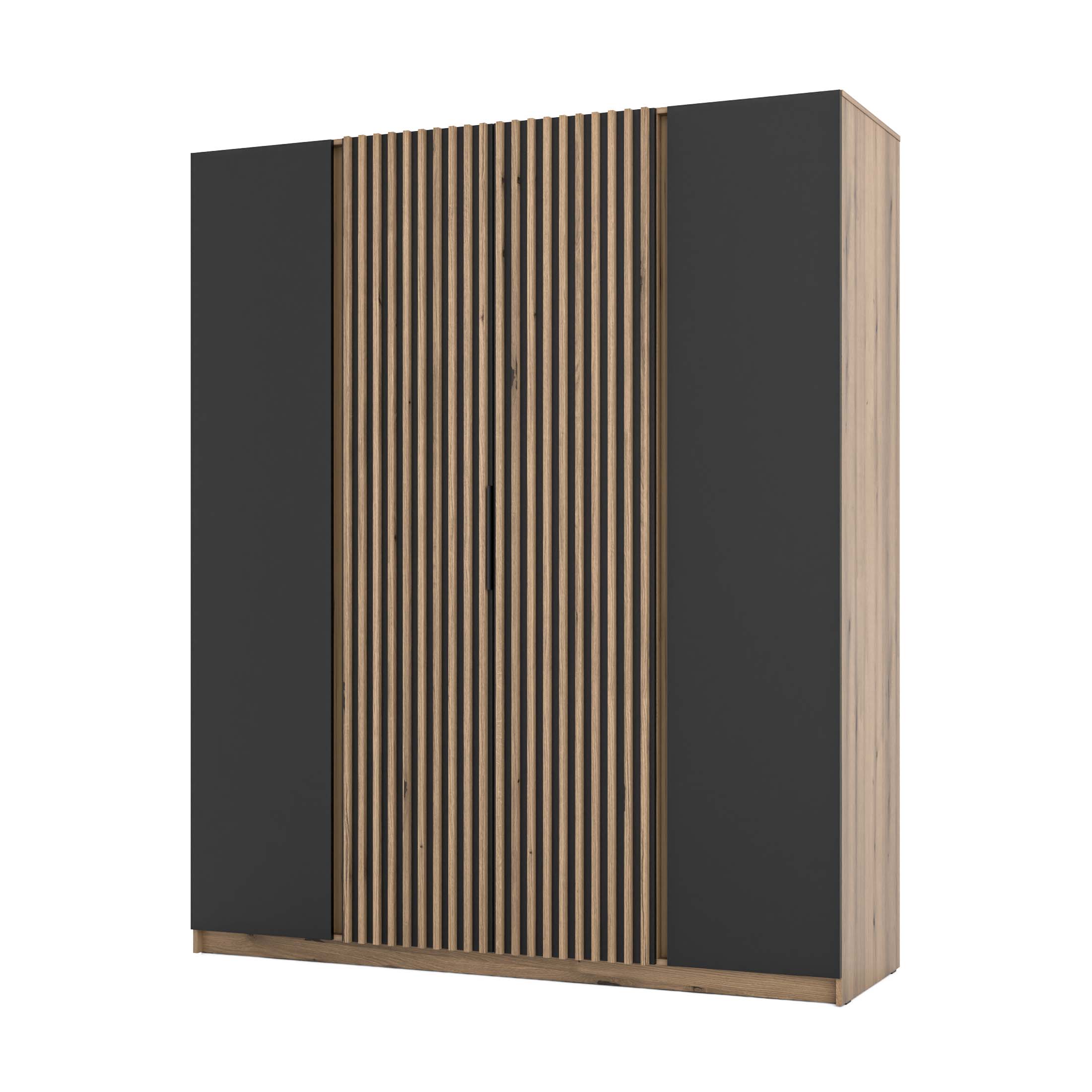 Šatníková skriňa do predsiene a spálne so štyrmi dverami a lamelami Dravero EV/BL-EV 2F 2LAM