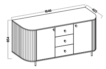 Komoda do obývačky s tromi zásuvkami a dvomi dvierkami Flana 823 2F3S Dub Cremona