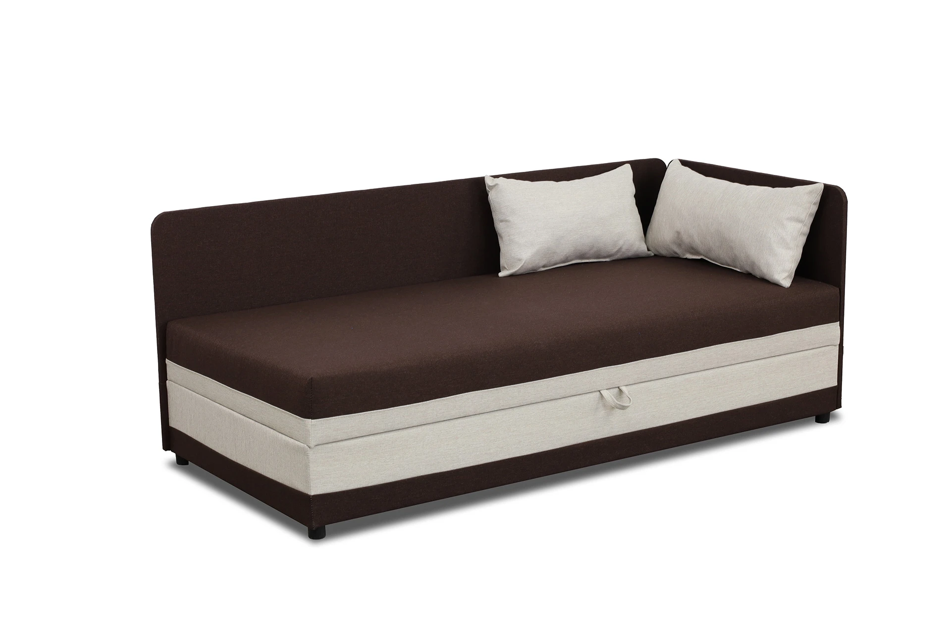 Čalúnená jednolôžková posteľ s úložným priestorom Hirek Eko 80x200 Hnedá/Ekrú