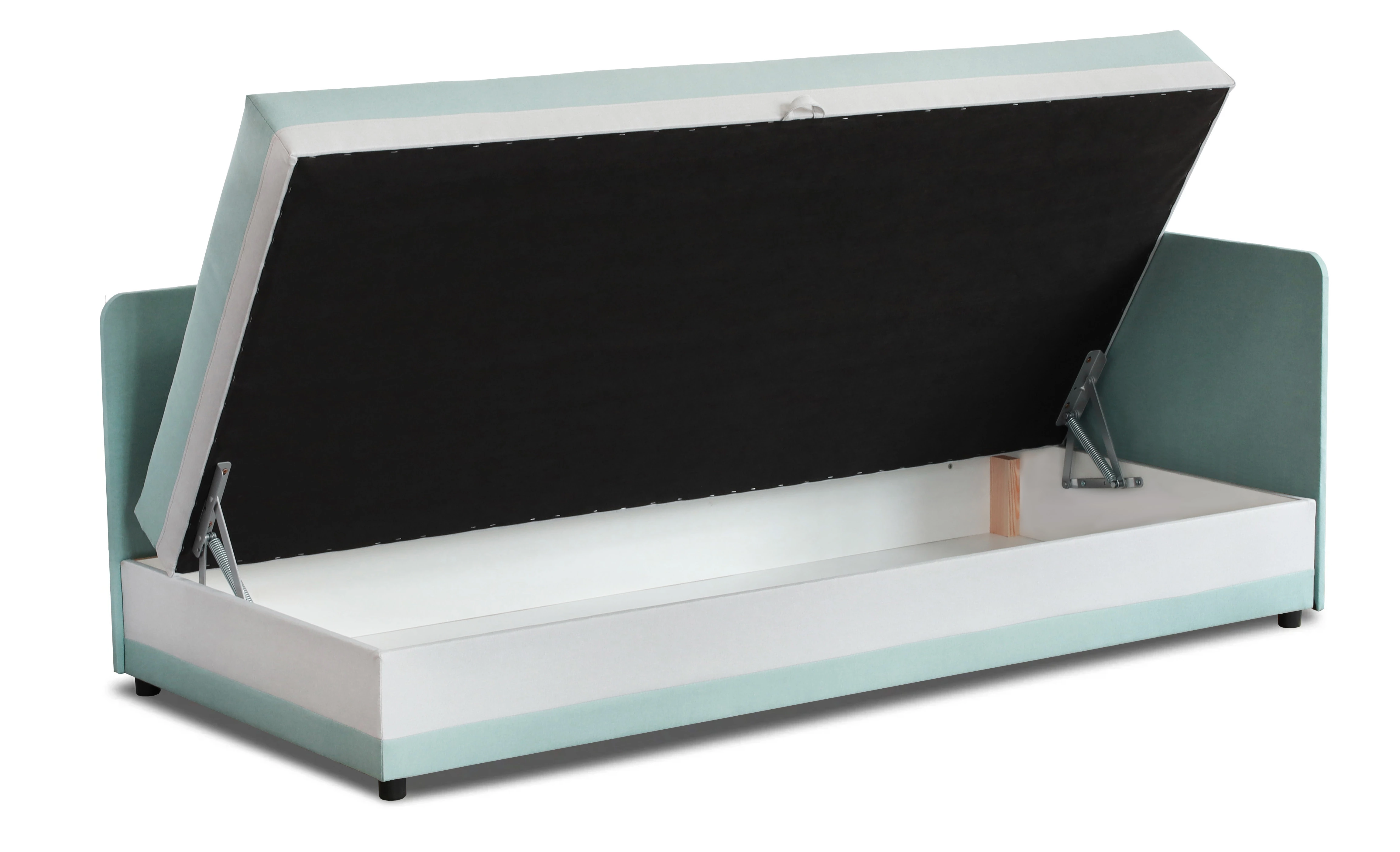 Čalúnená jednolôžková posteľ s úložným priestorom Hirek Eko 80x200 Mätová/Sivá