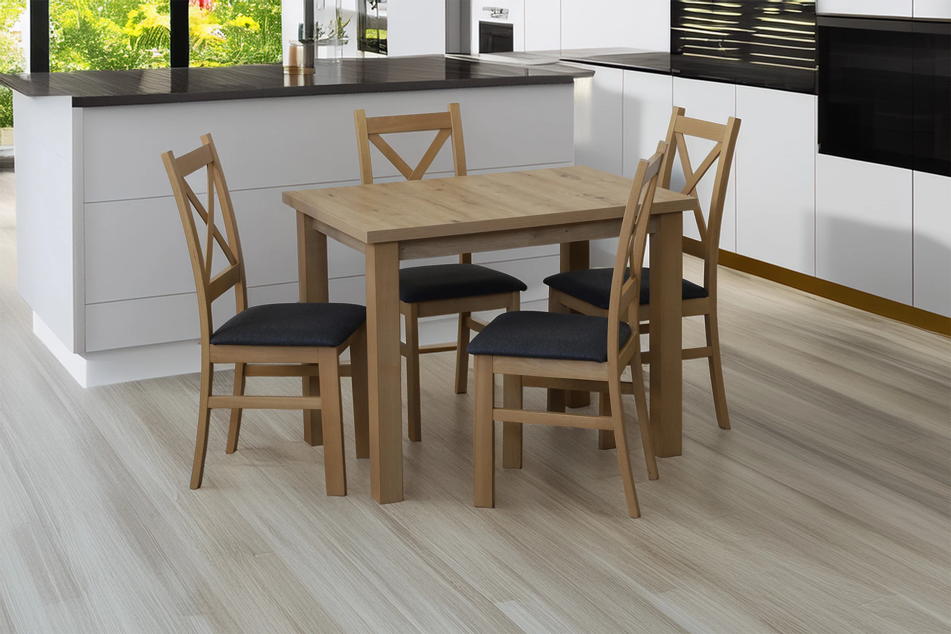 Drevená krížová stolička do jedálne dub Artisan/grafit