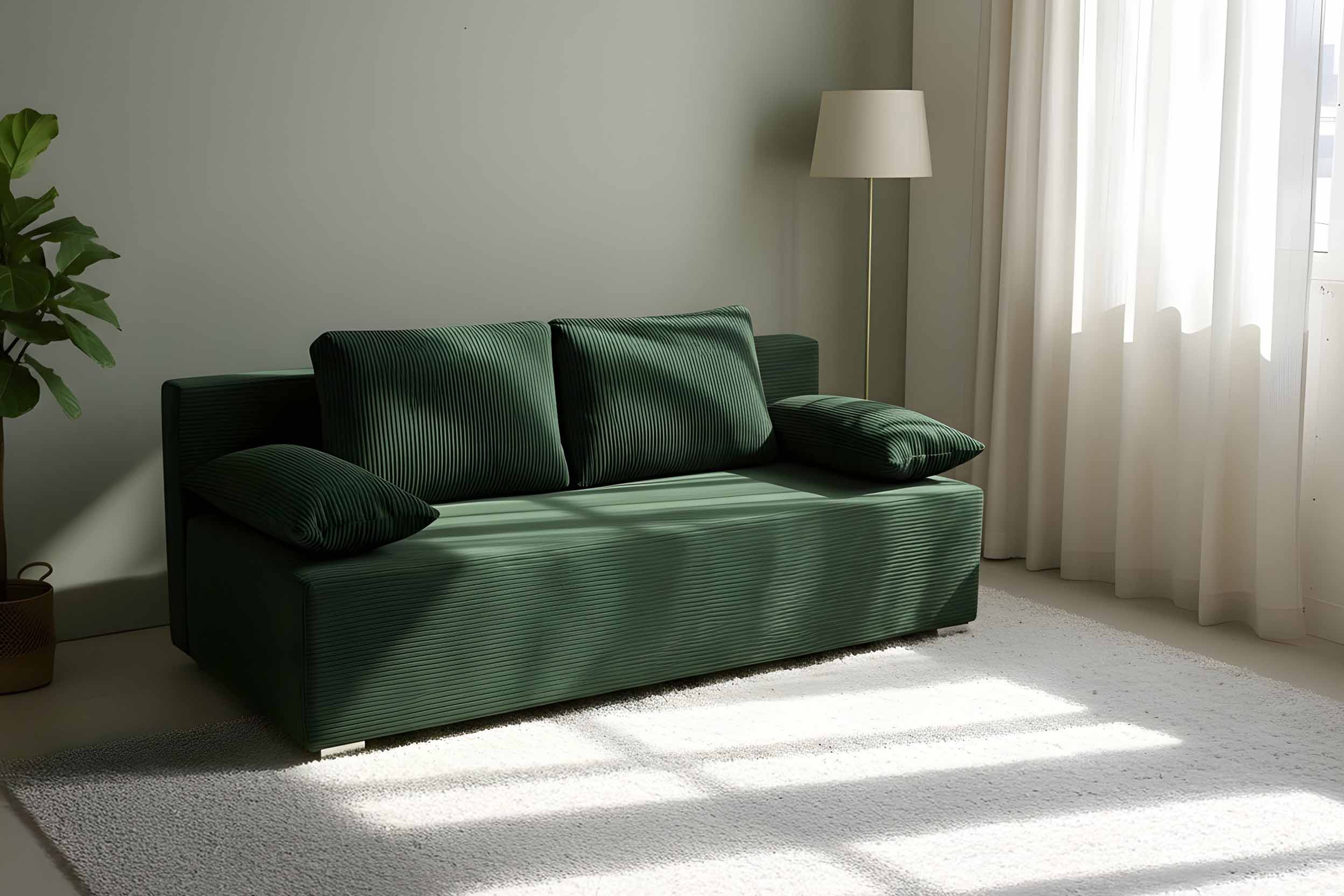 Rozkladacia pohovka s funkciou spania Lunera Prima 2 manšester zelená