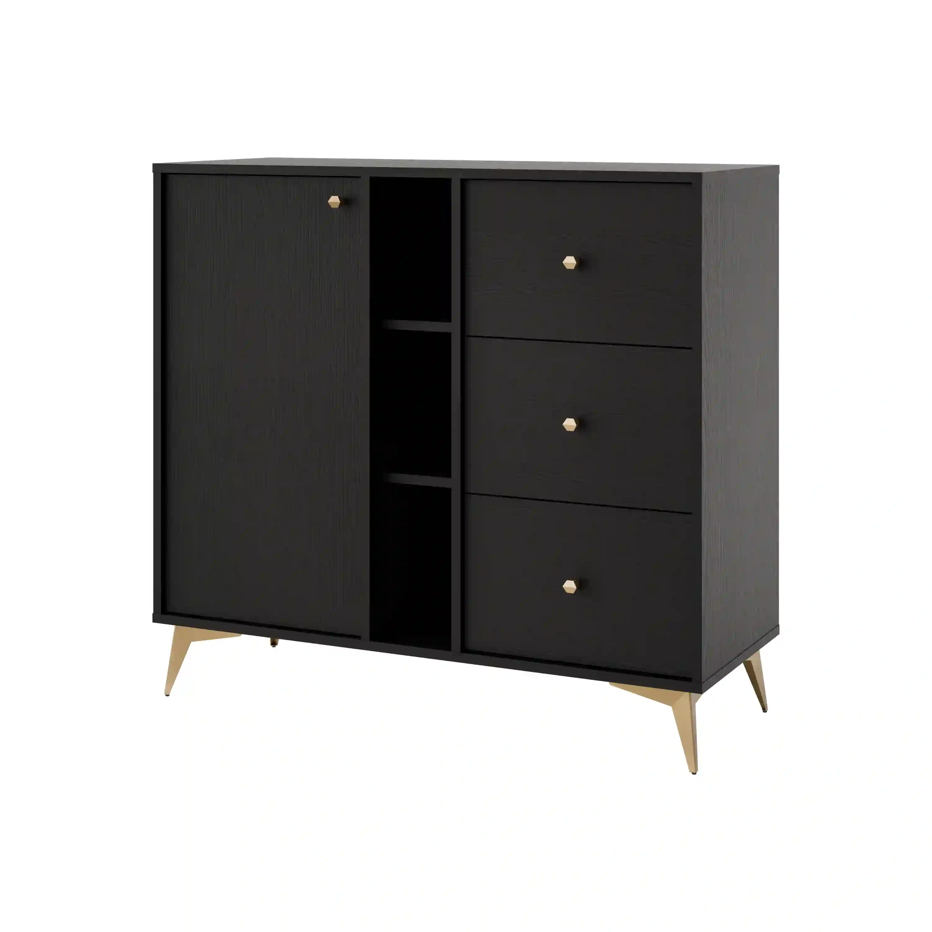 Komoda Sakai 1F 3S T824 Čierna