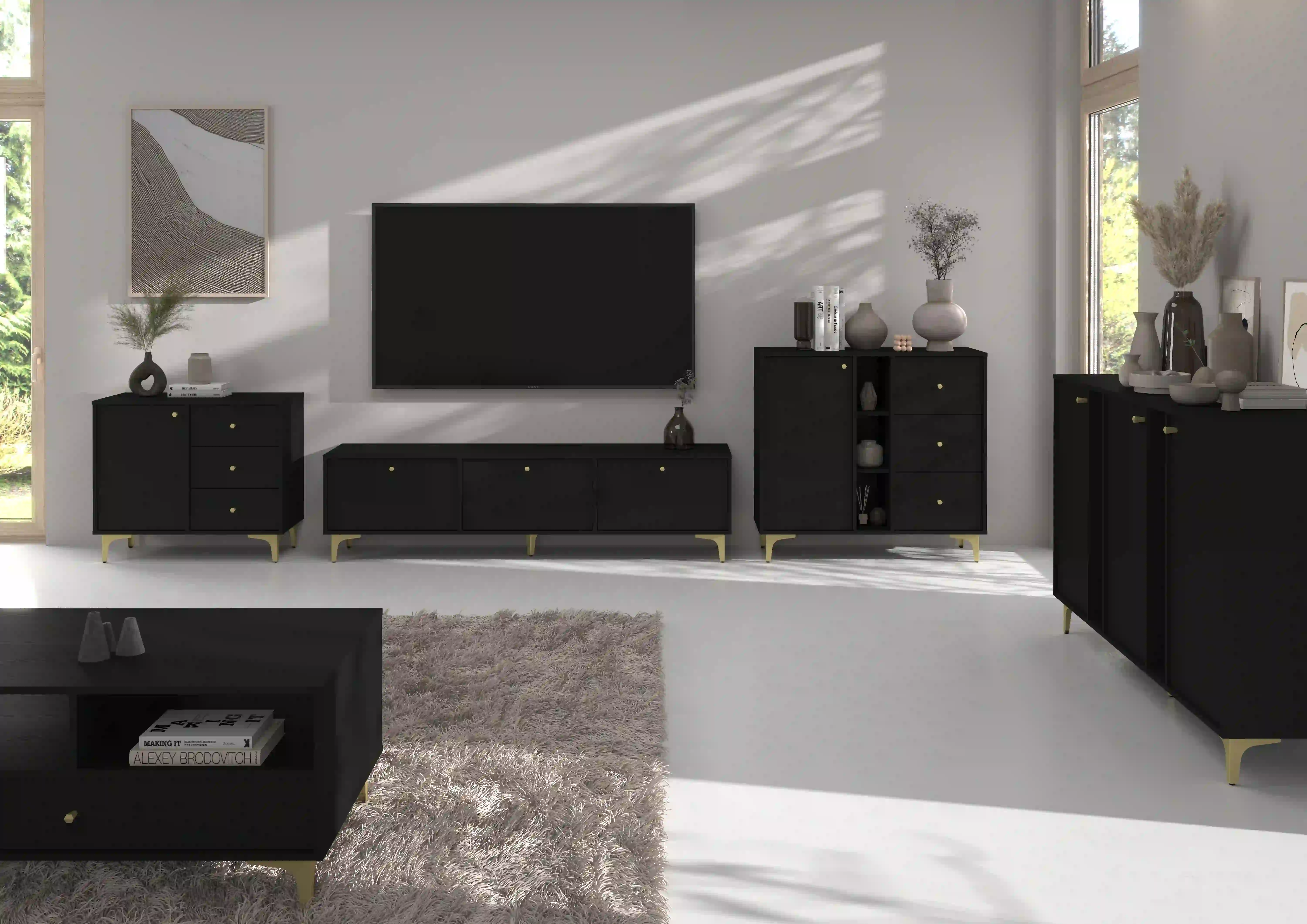 Komoda Sakai 1F 3S T824 Čierna