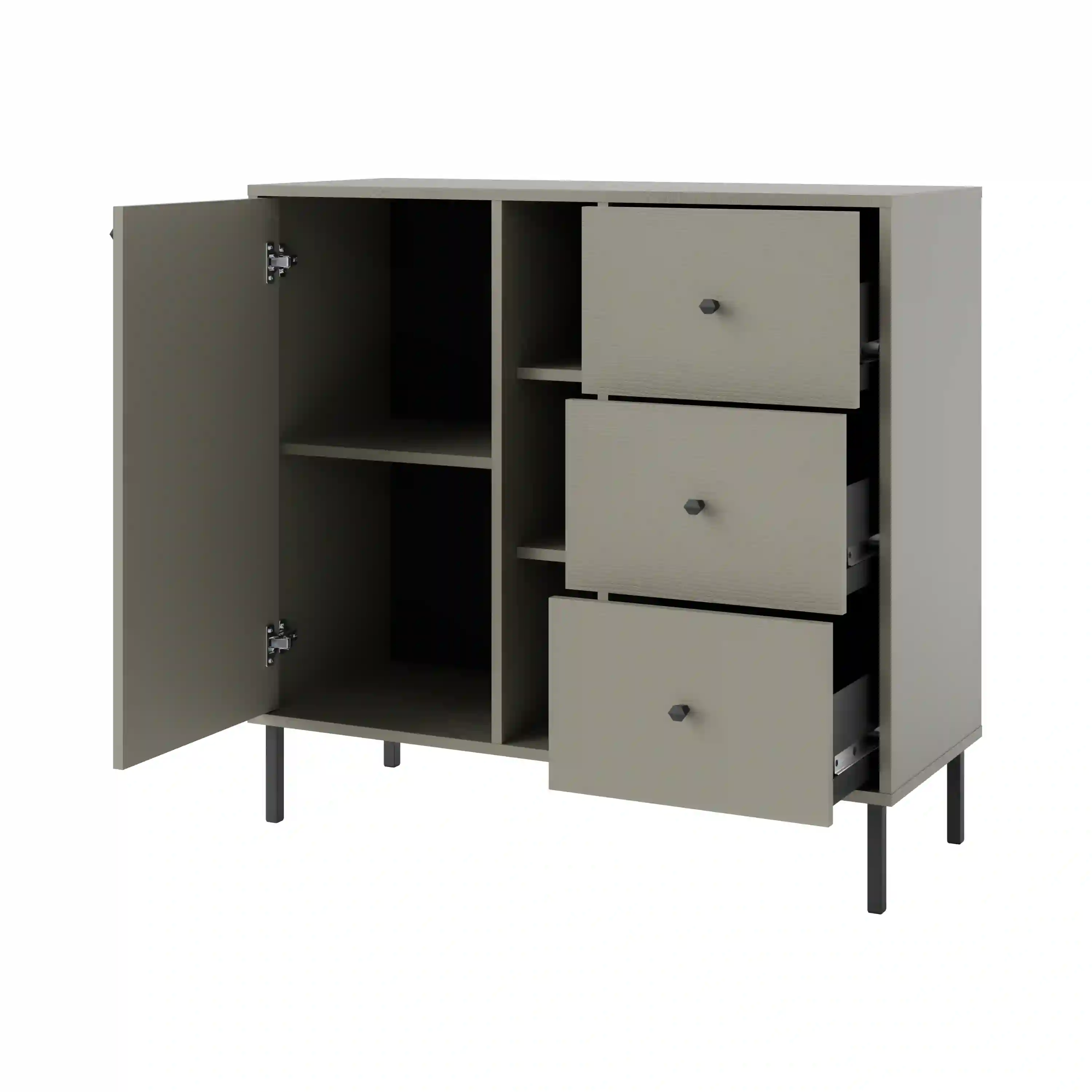 Komoda z szufladami do salonu Sakai 1F 3S T824 Eukaliptus