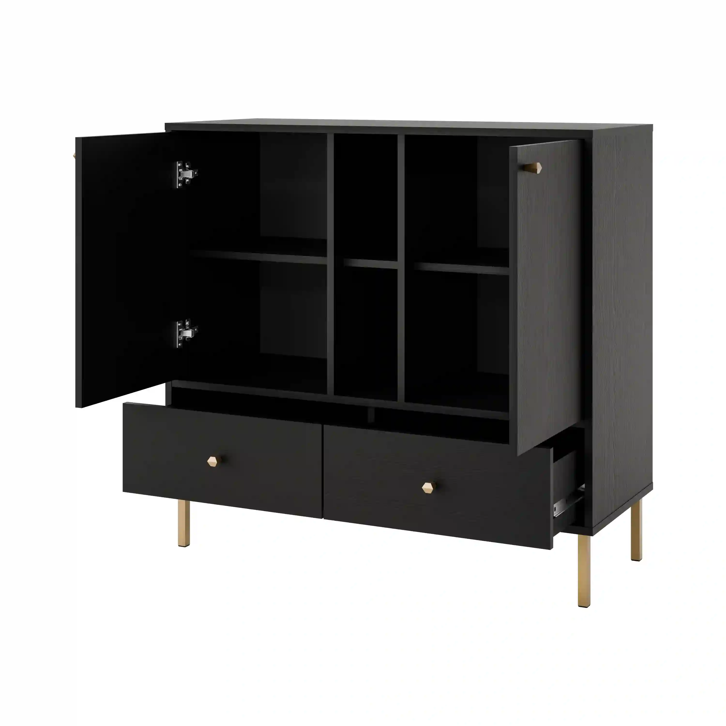 Komoda so zásuvkami a policami Sakai 2F 2S T825 čierna