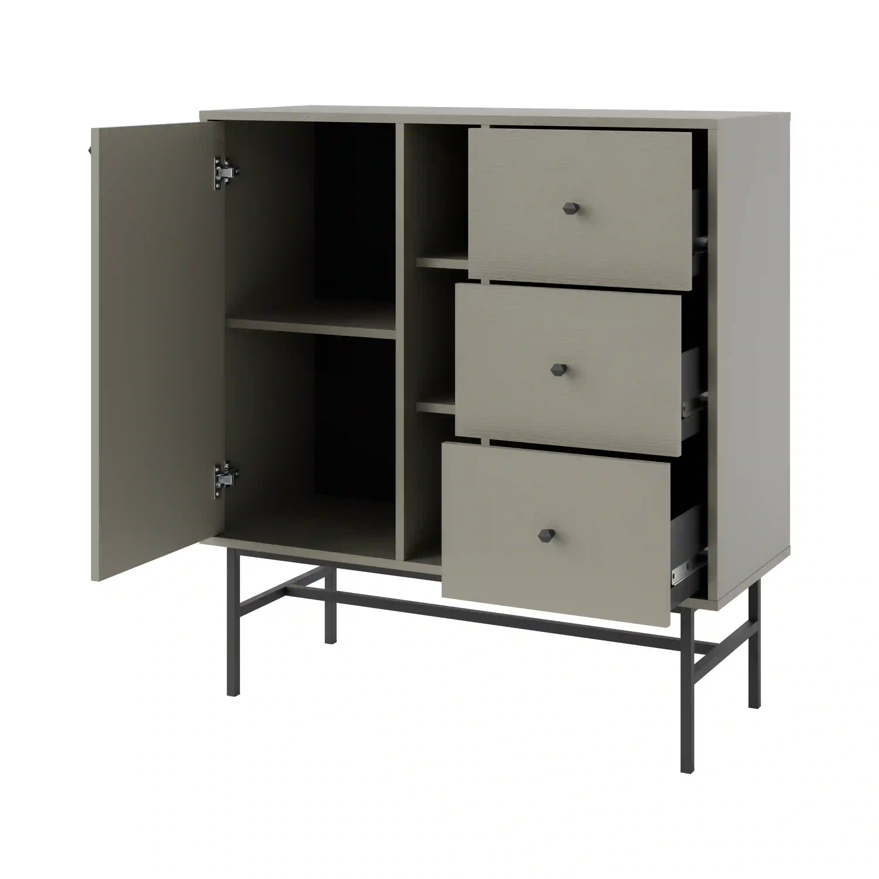 Komoda z szufladami do salonu Sakai 1F 3S T824 Eukaliptus