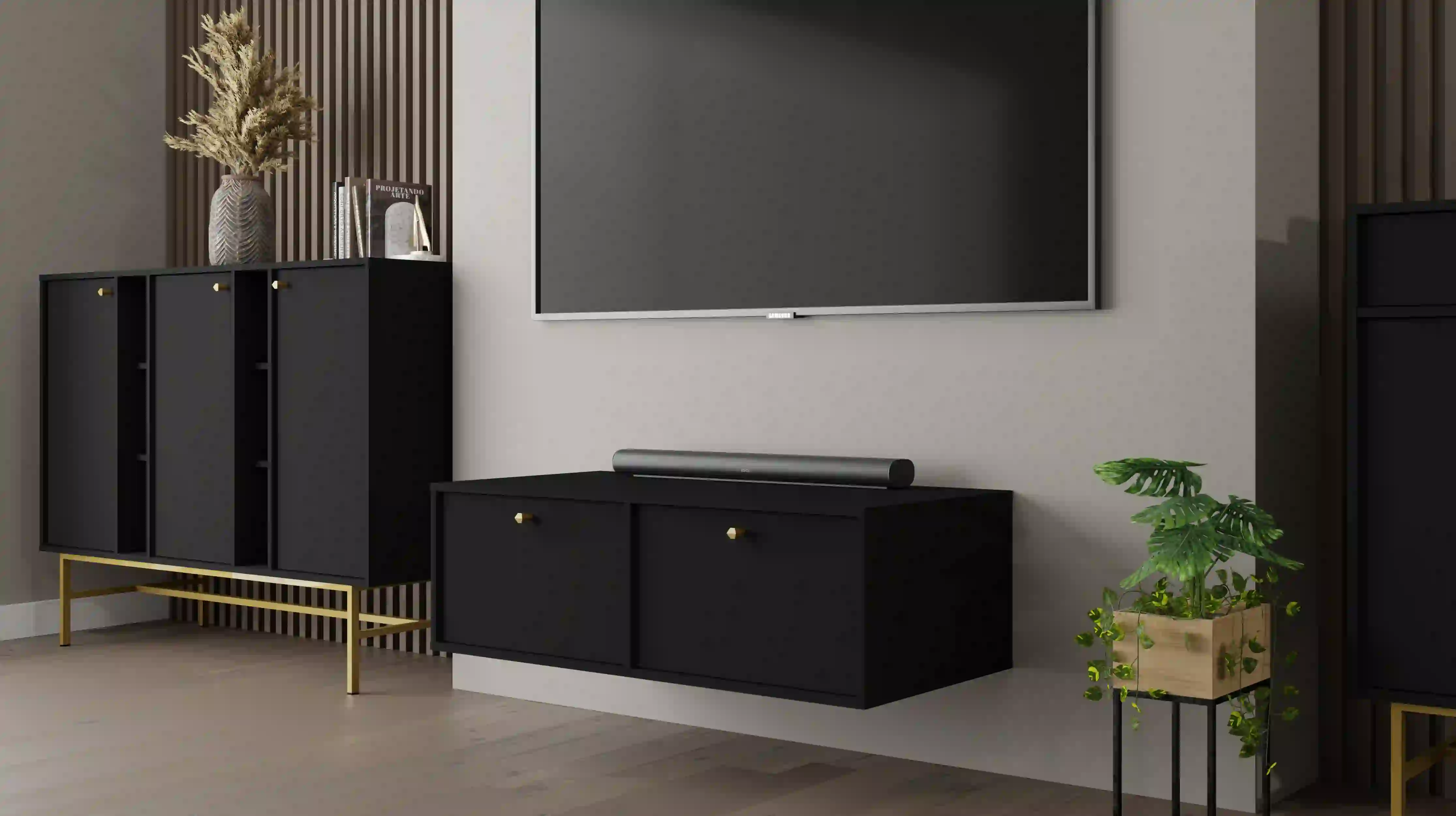 Závesná TV komoda Sakai 2K T302 Čierna
